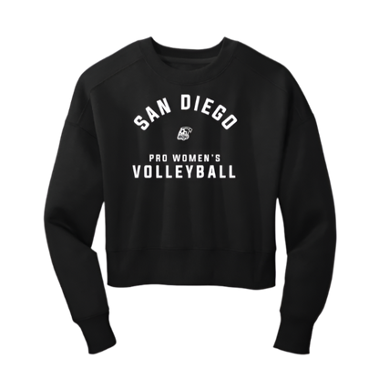 LADIES ARCHED LOGO FLEECE CROPPED CREW